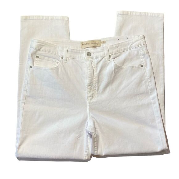 Soft Surroundings Ultimate Denim In White Straight Leg Jeans Women's Size 16T - Picture 1 of 15